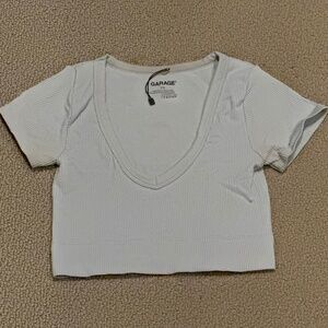 Garage Ribbed Tight Cropped V-Neck